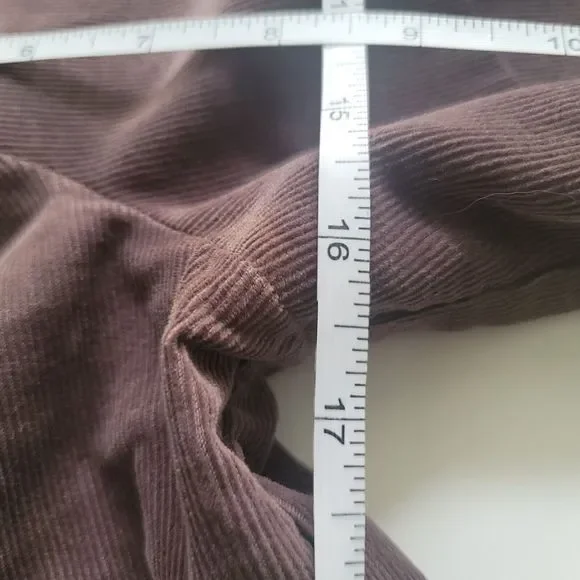 BODEN Corduroy Dress 6R Womens 3/4 Sleeve Embroidered Shift Midi Brown - Picture 8 of 11